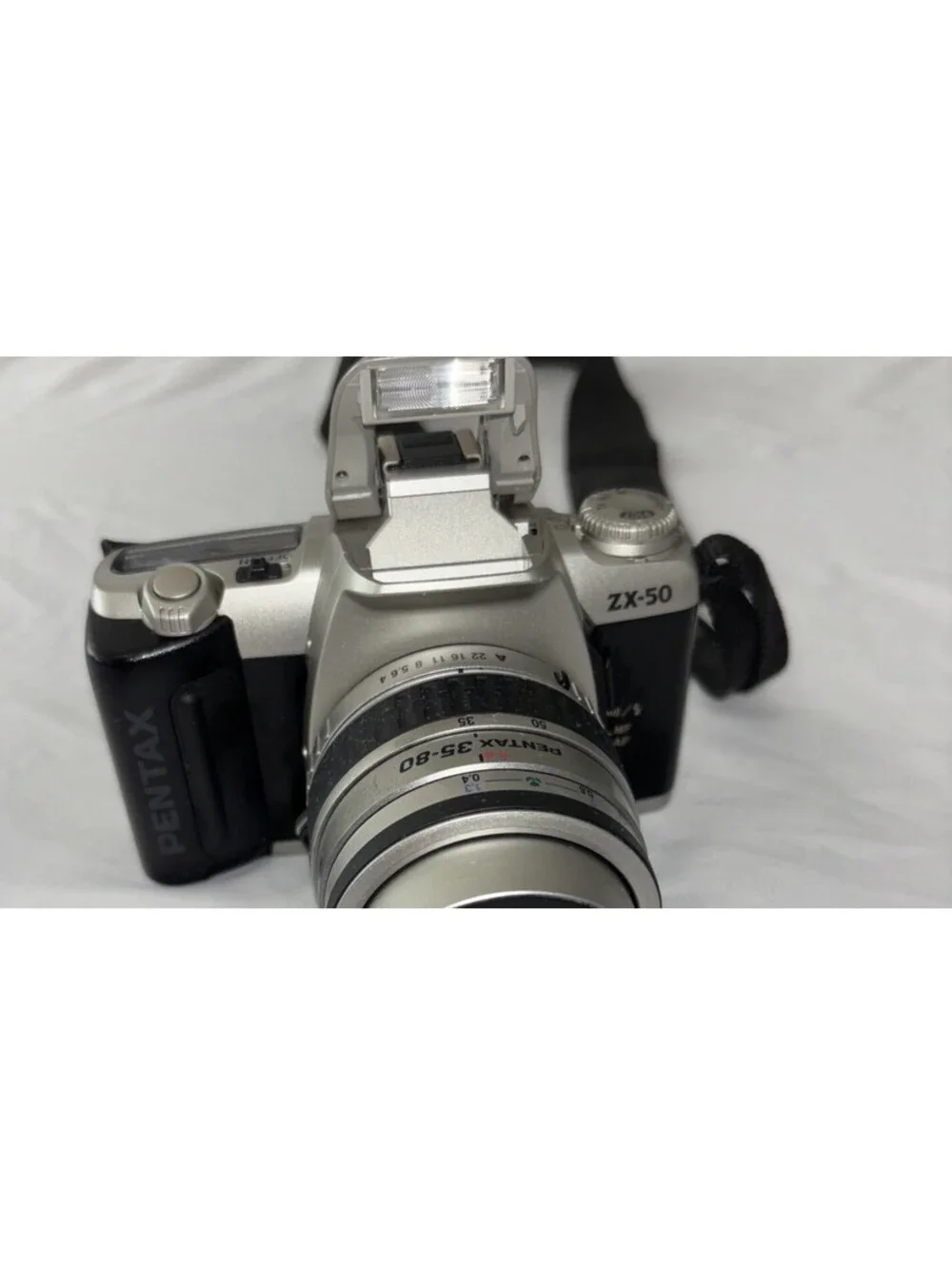 VTG Pentax ZX-50 Film Camera with 35-80mm Lens + Strap, 3 New Batteries - Works!